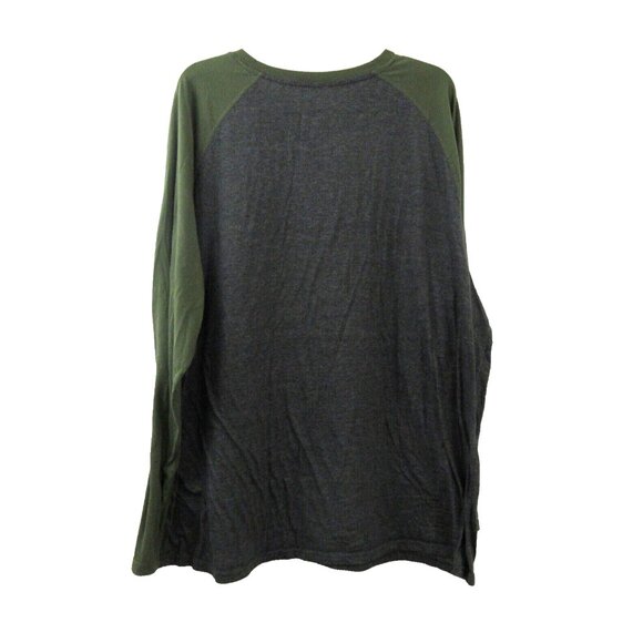 George Mens T-Shirt 3XL (54-56) Crew Neck Baseball Long Sleeve Gray Green Tee - Picture 2 of 5